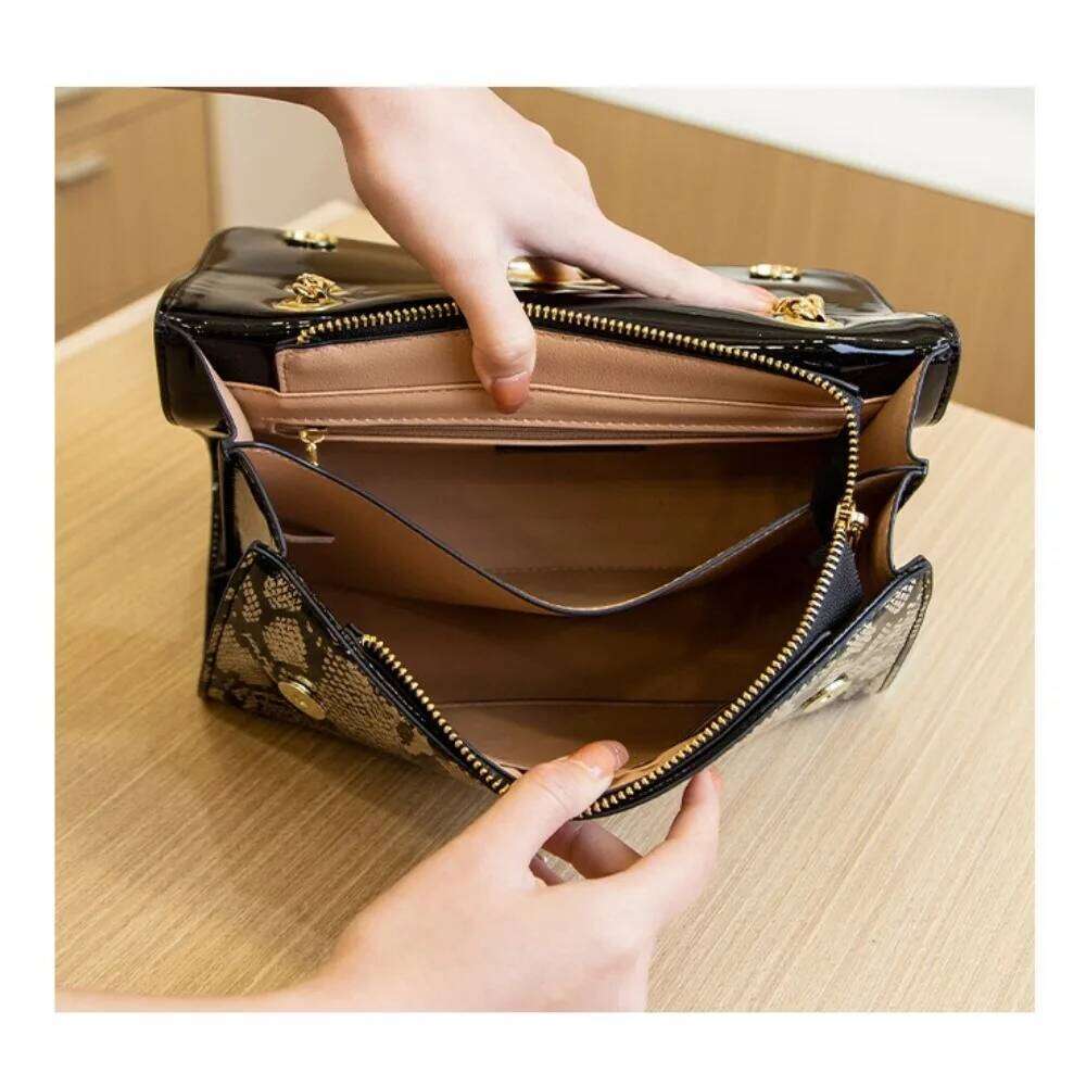 Hot Selling High-End Snake Patterned Shiny Chain Single Shoulder Crossbody Bag, Stylish Women's Bag