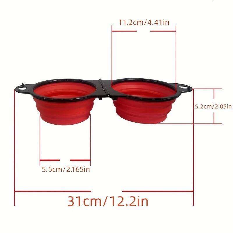 2 in 1 Collapsible Travel Double Bowls Folding Food Water Bowl Portable Hangable Feeder for Outdoor Dog Product
