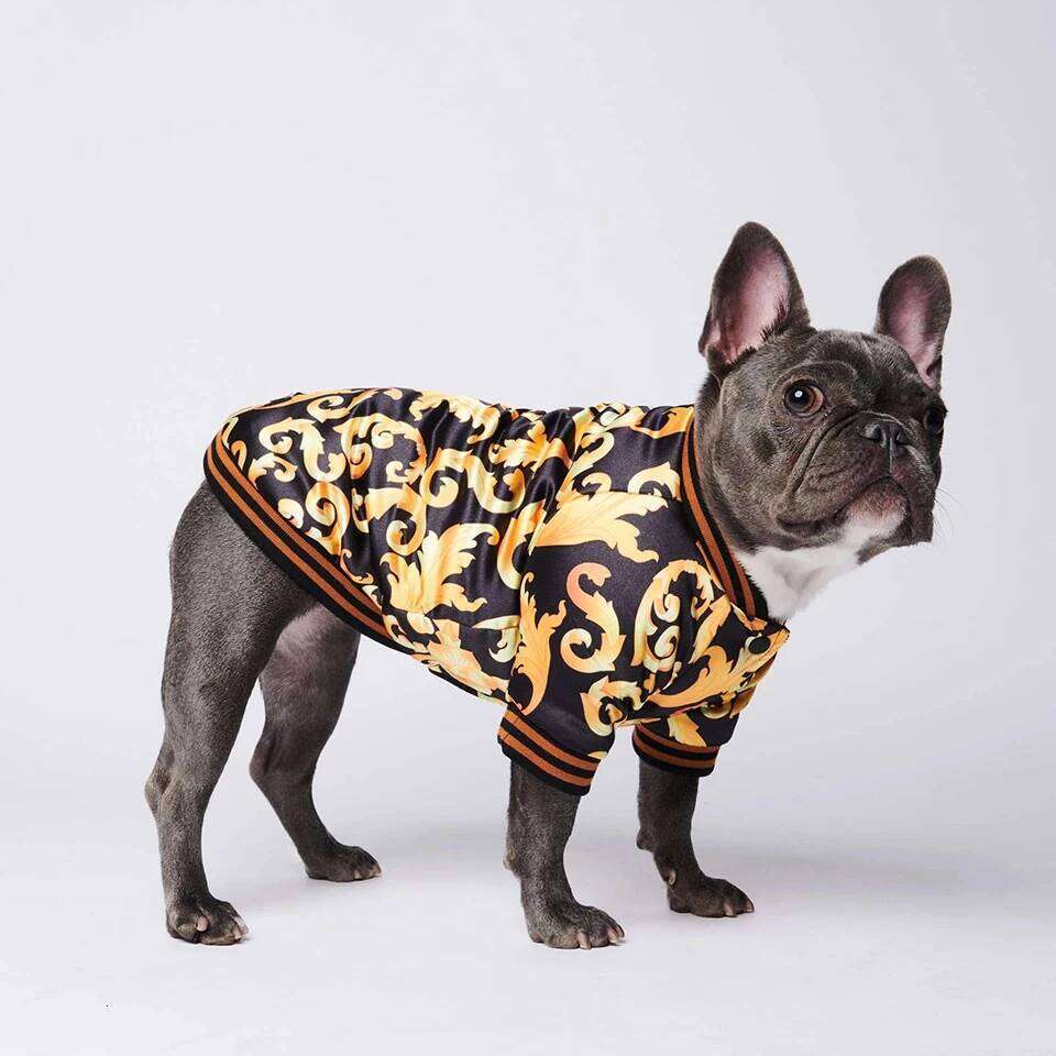Chinese Embroidery NONOR Gold Embroidery Coat Warm Dog Clothes For French Bulldog Puppy Outfit Cotton Dogs Jacket Ropa Para Perro