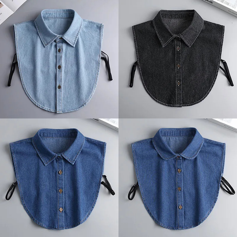 Korean Denim Shirt Fake Collar for Sweater Hoodie Half Shirt Detachable Collar Decorative Womens Neckwear Fuax Cols 260325