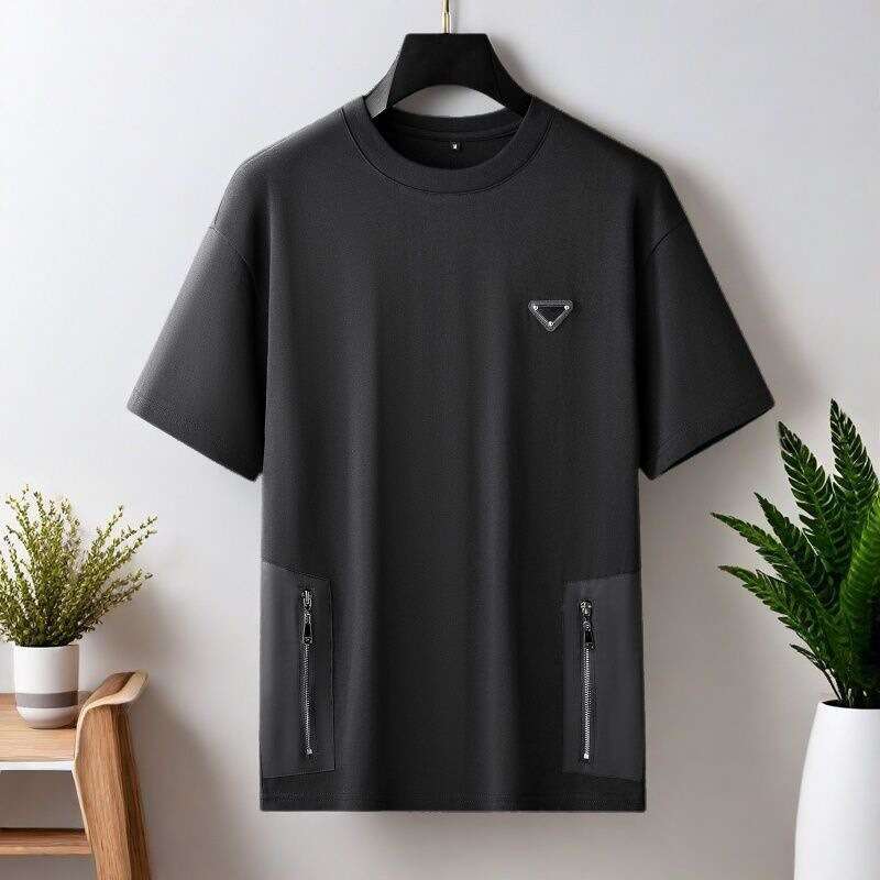 European Style Simple and Fashionable Triangle Logo Short Sleeve T-Shirt luxury Summer New Round Neck Loose Versatile Half-Sleeve Top