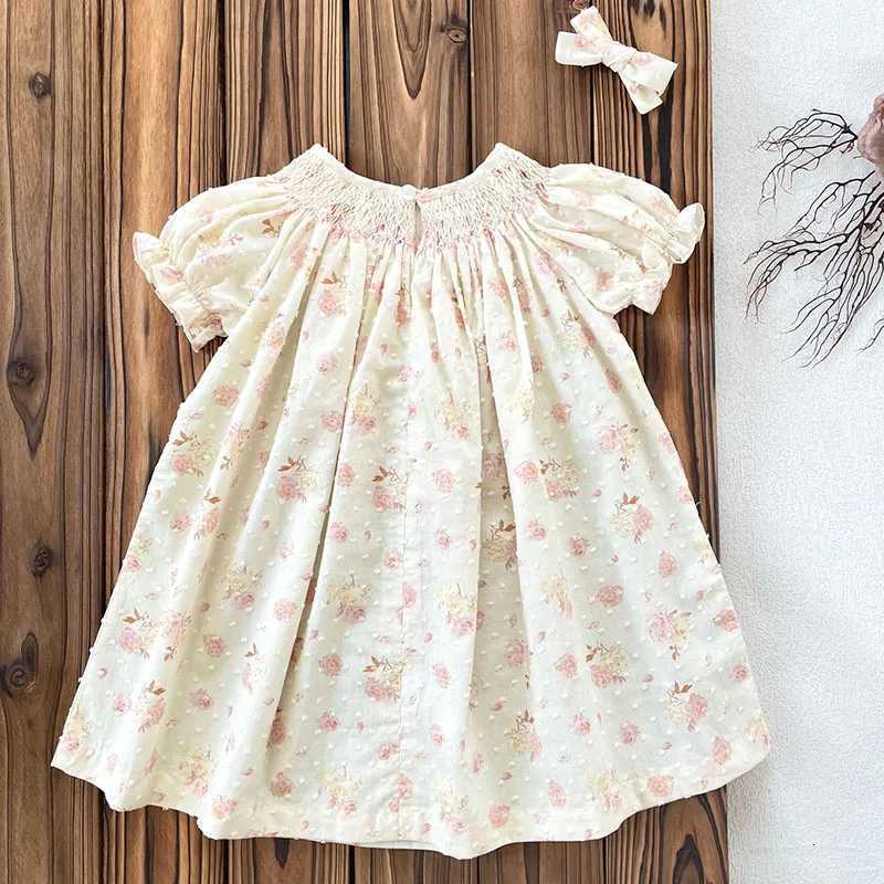2025 New Summer Sister Clothing 1-6Yrs Kids Princess Dresses Short Sleeved Cotton Print Baby Girl Birthday Party Wedding DressT260330