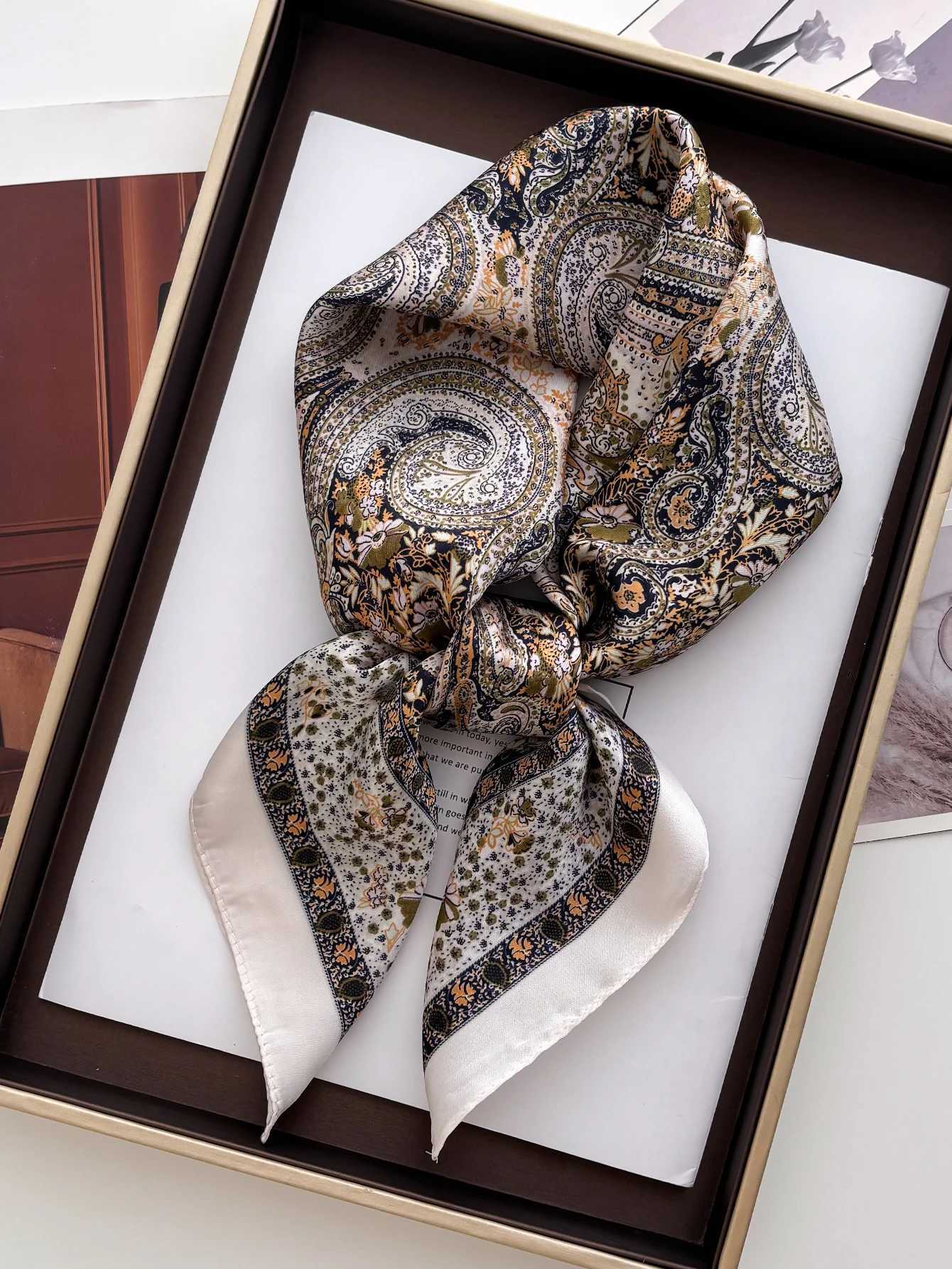2025 New Fashion 70X70cm Wens Scarf Silk Paisley Print Scarf Square Shawl Decorative band Neck Luxury Design Bandana X260328