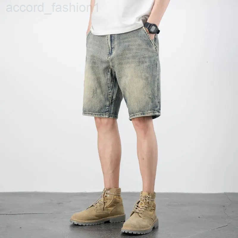 2025 Summer Thin Retro Old Ripped Korean Luxury Shorts Mens Ripped Loose Straight Beggar Pants Man Jeans Designer Denim Jorts H260330