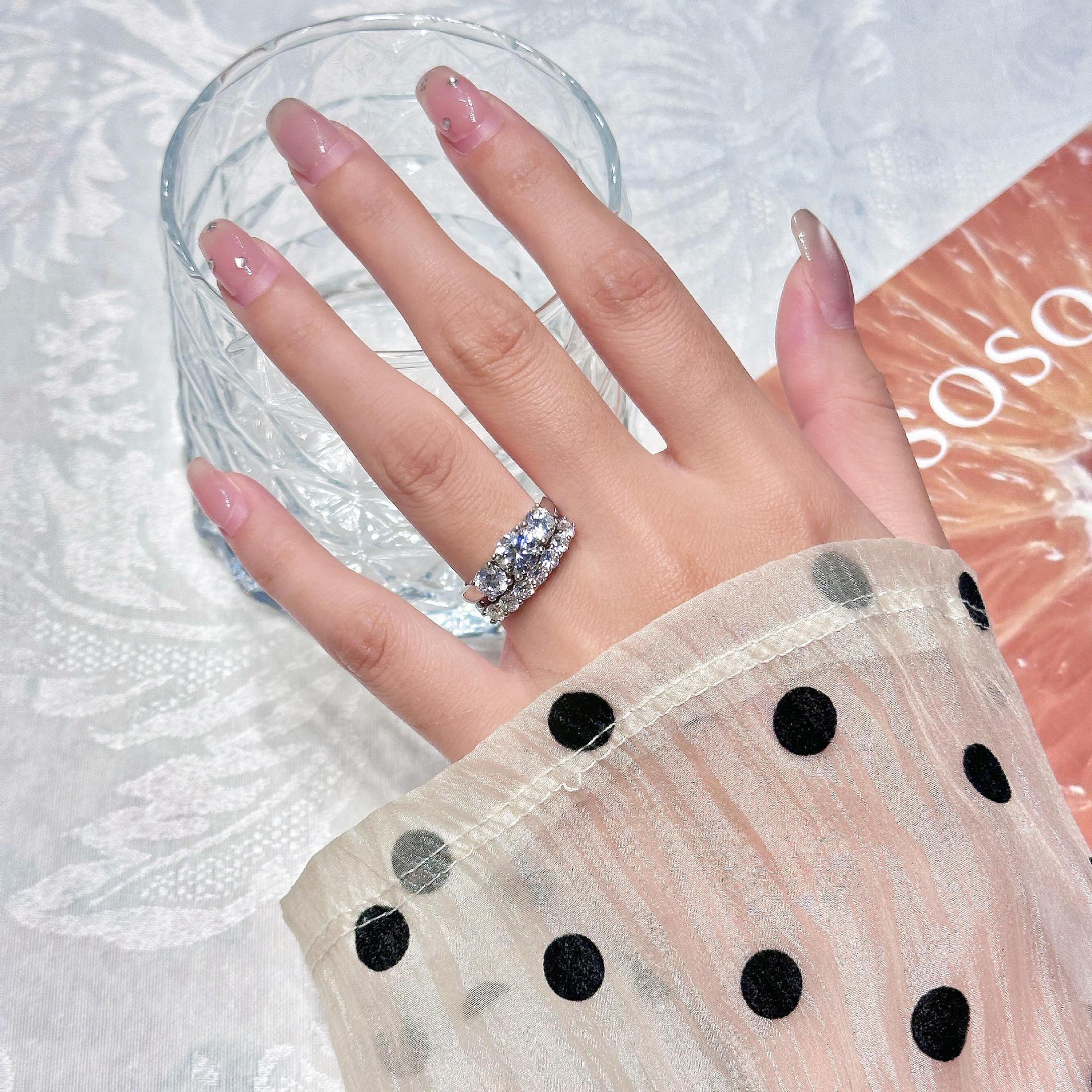 Trendy Diamond Women 5A Zircon Classic Ring Couple Rings Gift For Girlfriend Wedding