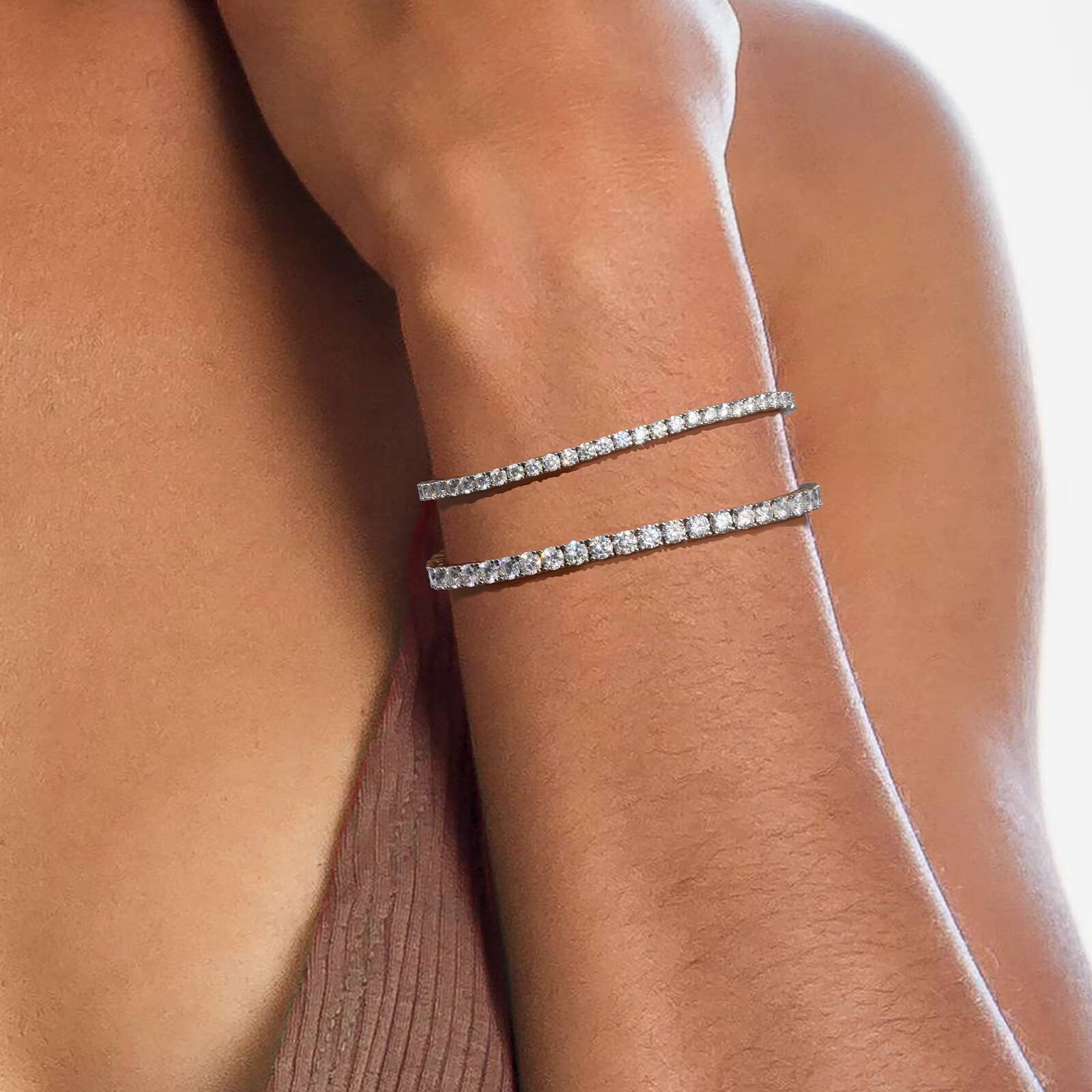 Gorgeous 2-5mm Siliconite Chain for Women and Men, Fine Jewelry Gift, 925 Sterling Silver 14k White Gold Diamond Tennis Bracelet