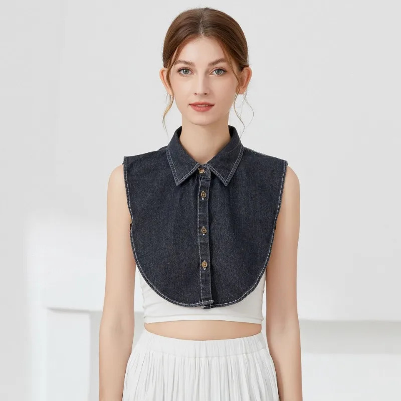 Korean Denim Shirt Fake Collar for Sweater Hoodie Half Shirt Detachable Collar Decorative Womens Neckwear Fuax Cols 260325