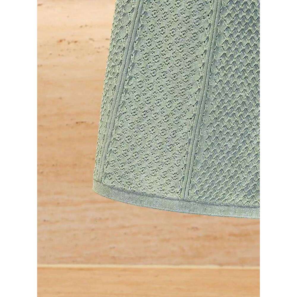 Spring Summer New Fashion Temperament Knit Long Dress Women Elegant Pearl Button O-Neck Short Sleeve Slim Robe Ladies Mdng260330