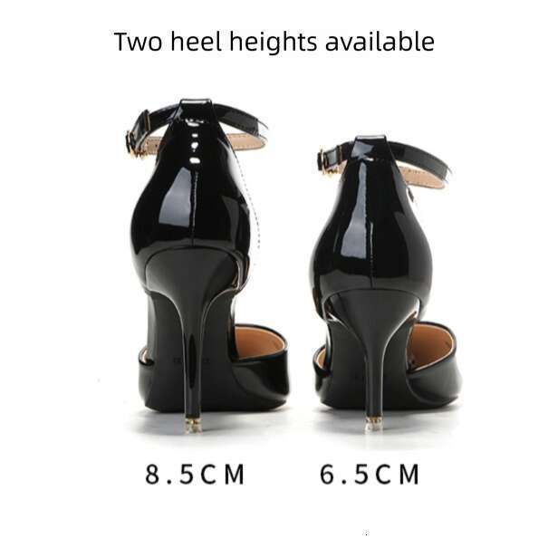 Sexy Solid Color Professional Versatile Hollow Commuting Elegant Socialite High Heels One Strap Closed Toe