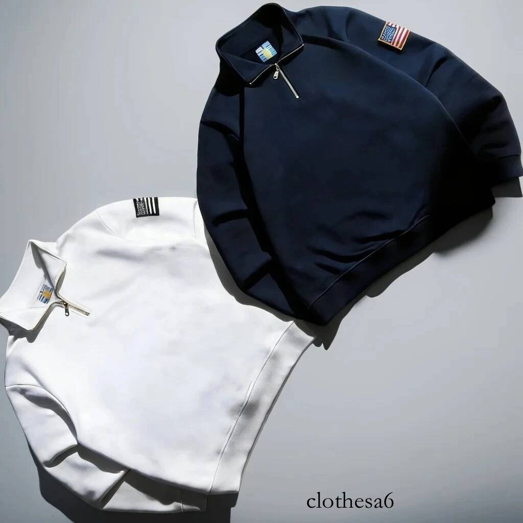 American Vintage Trendy Quarterzip Hoodie Jacket Embroidery Casual Shirts Loose Streetwear Y2k Oversized Coat Men Clothing