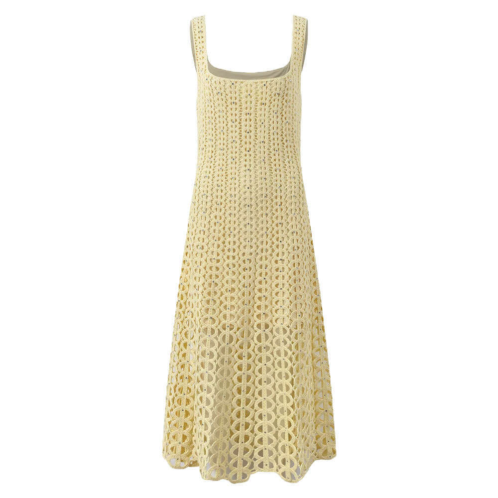 2026 Spring and Summer New Designer Women's Fashionable and Elegant c1 U-neck Long Knitted Dress