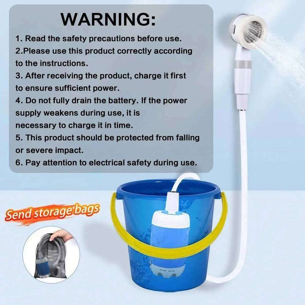 Electric Pump Rechargeable Camping Portable Outdoor Shower Head Sprayer for Hiking Car Wash Pet Cleaning