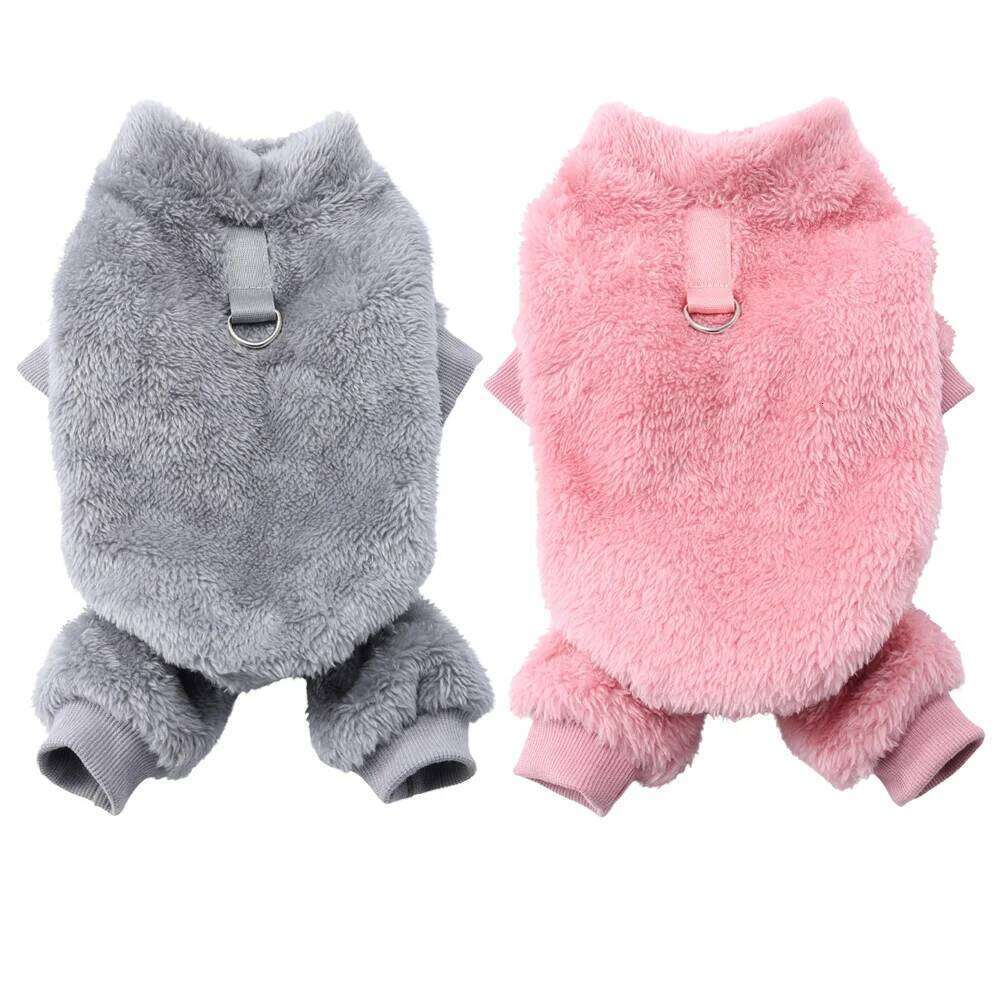 Pet Dog Jumpsuit for Small Medium Dogs Winter Warm Fleece Puppy Jacket with D-ring Soft Cozy Costume Pug French Bulldog Clothing