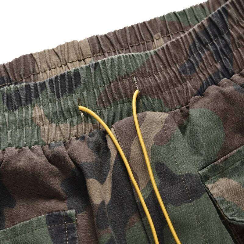 Summer Men's Camouflage Multi-Pocket Elastic Waist Military Camo Cargo Shorts Male