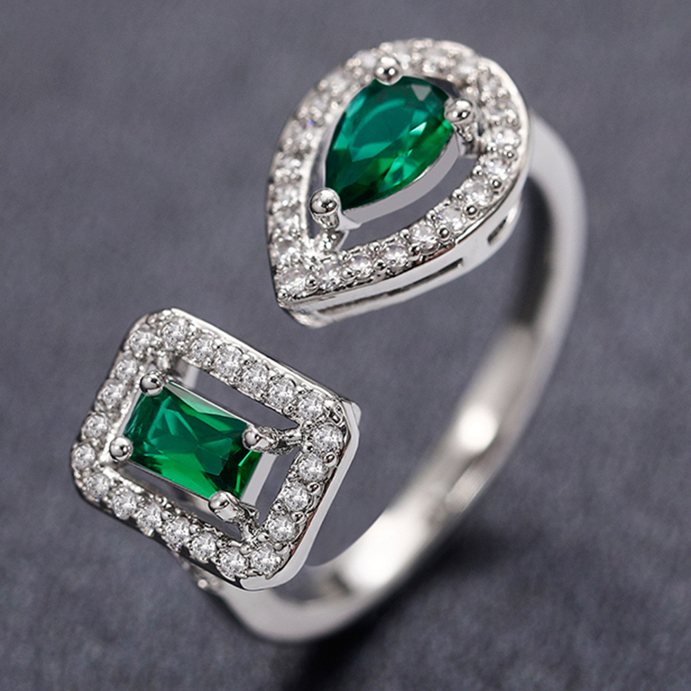 Minimalist Sweet Cute Ins Top Sell 925 Silver Fill Women Simple Fashion Jewelry Princess Cut Emerald CZ Diamond Party Lady Wedding Open Bridal Ring Gi
