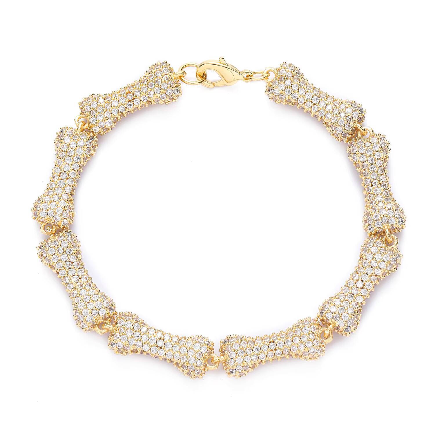 High Quality Hip Hop Bone Cuban Chain Bracelet Jewelry Iced Out Moissanite Diamond 10mm Cuban Link Chain Bracelet for Men Women