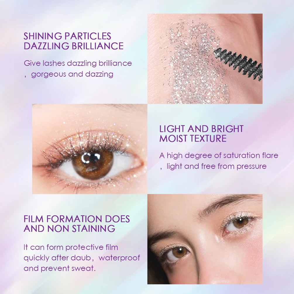 Diamond Glitter Mascara Fast Dry Eyelashes Curling Makeup Waterproof Longlasting Lengthens Eye Lash Black 4D 260316