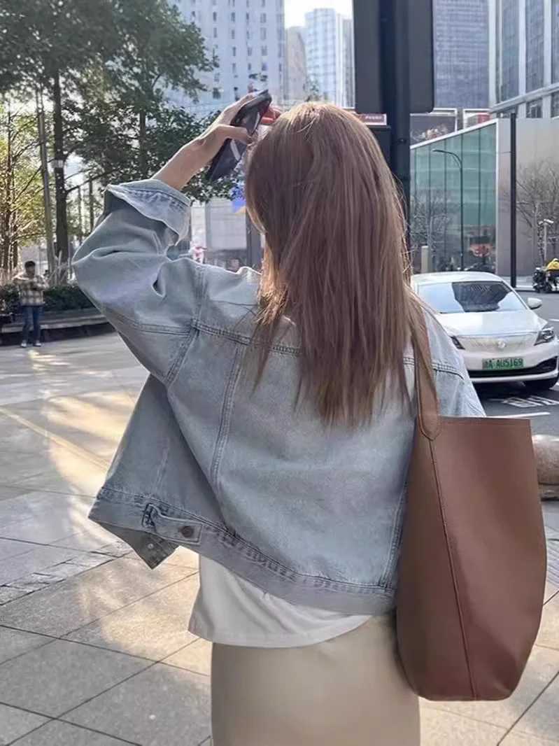 30/5000 Spring and Autumn Women Thin Korean Loose Short Long-sleeved Jacket European Washed Cotton Retro Denim Jacket for WomenT260328