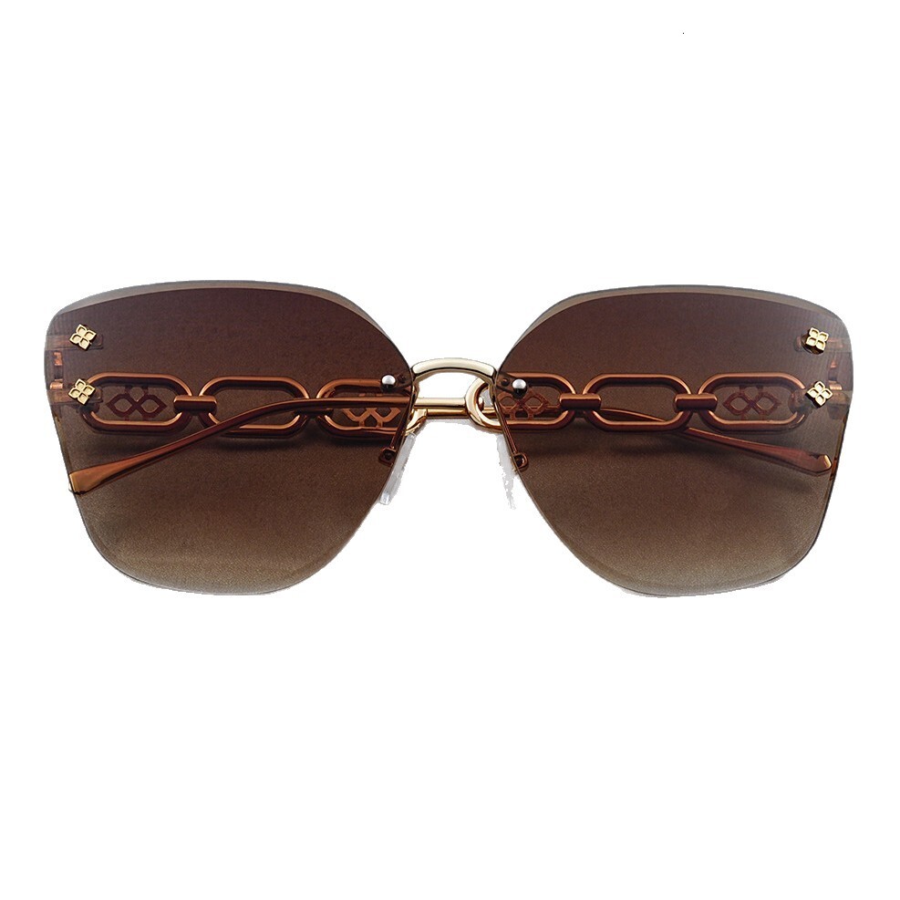 Luxury Brand Designer Sunglasses New Fashion European And American Style Street Photography Runway High-End Large Frame UV Protection Chain Sunglasses