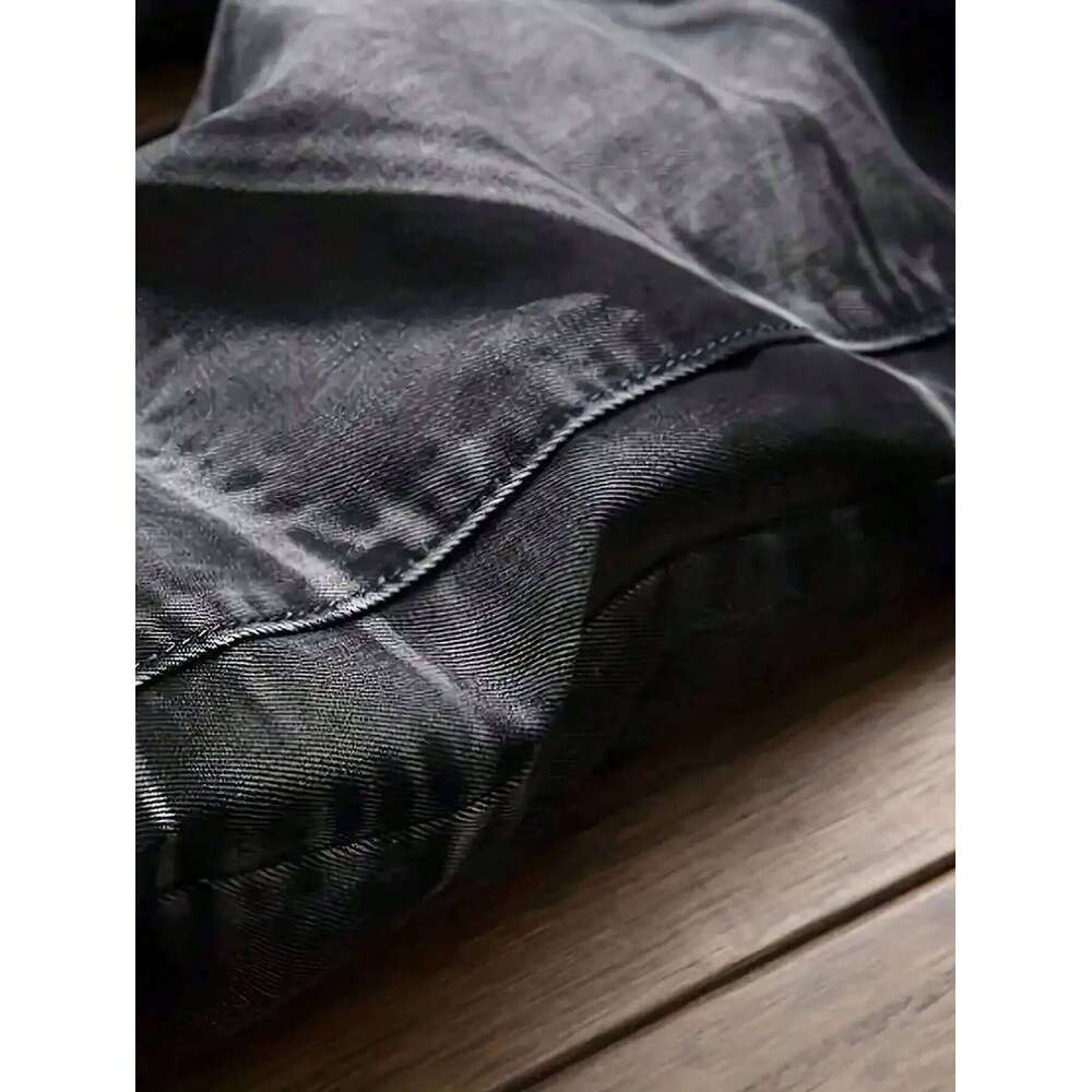 Men's Jeans Black And White Slim Fit Stretch Denim Pants Casual Mid Waist Spring Trousers 26Y0330