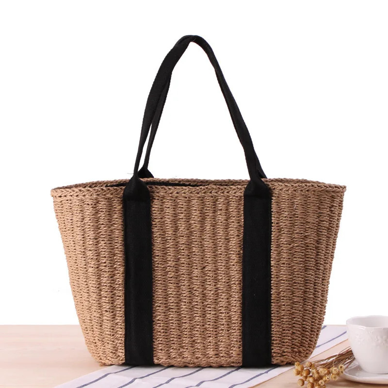 Trendy Straw Women Tote Bag er Rattan Woven Handbags Handmade Travel Shopper Shoulder Bag Casual Beach Bag 260316