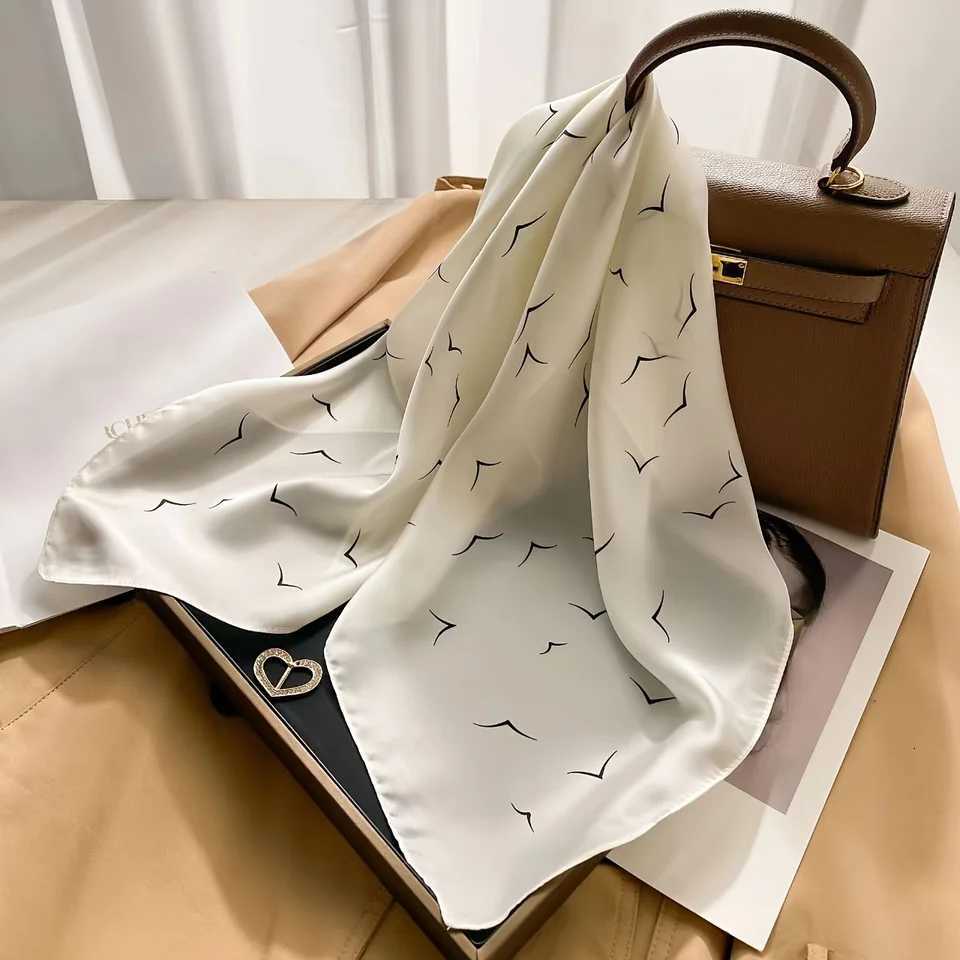 Elegant Seagl Print Satin ScarfSoft Imitation Silk for WenVersatile for NeckHairBag DecorFashion AccessoryLadies Scarf X260328