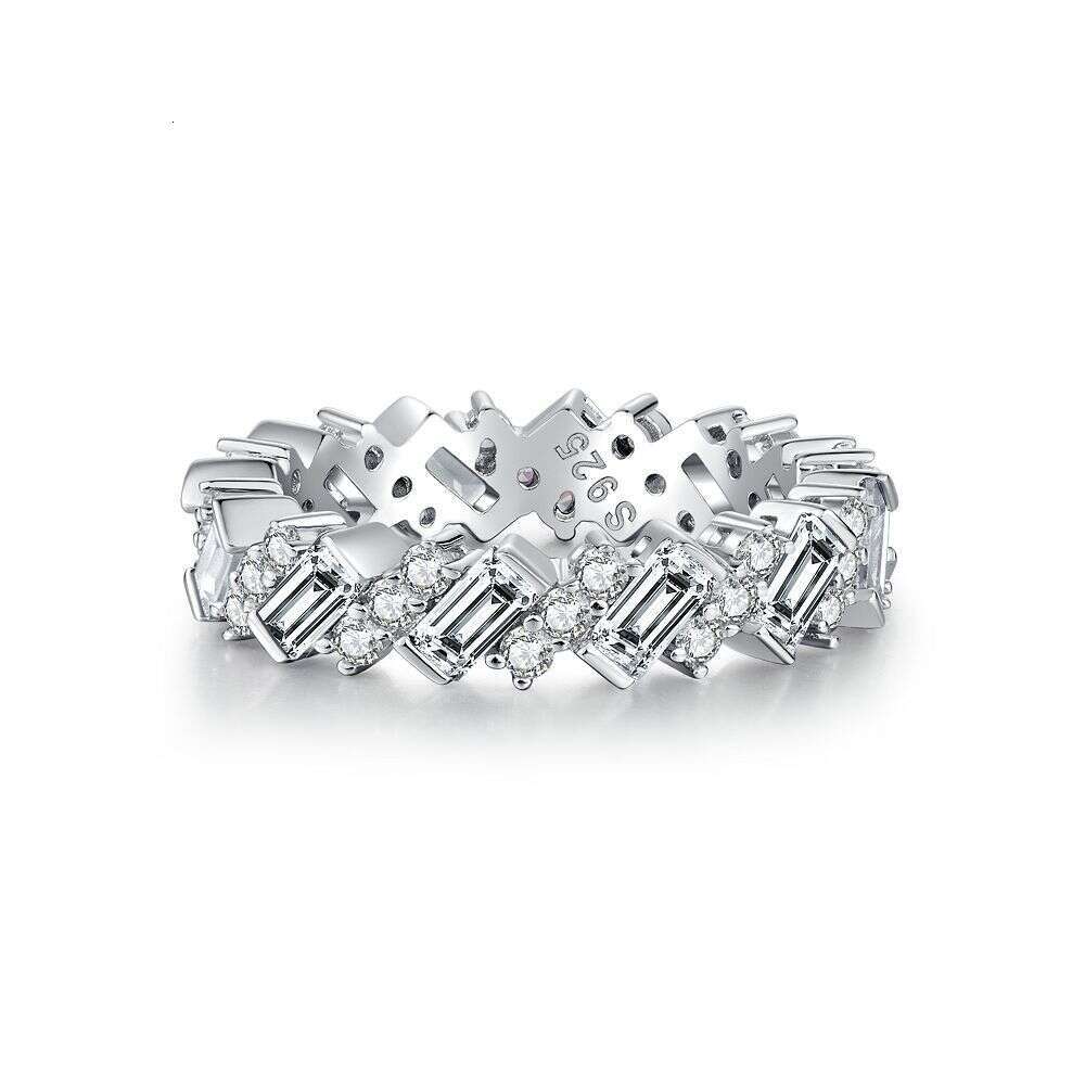 Ring Luxury Jewelry Exquisite Flower Shaped Adjustable Zircon Ring For Women High Carbon Diamond Radiant Ice Cut Zircon Wood Color Style Pure Silver E