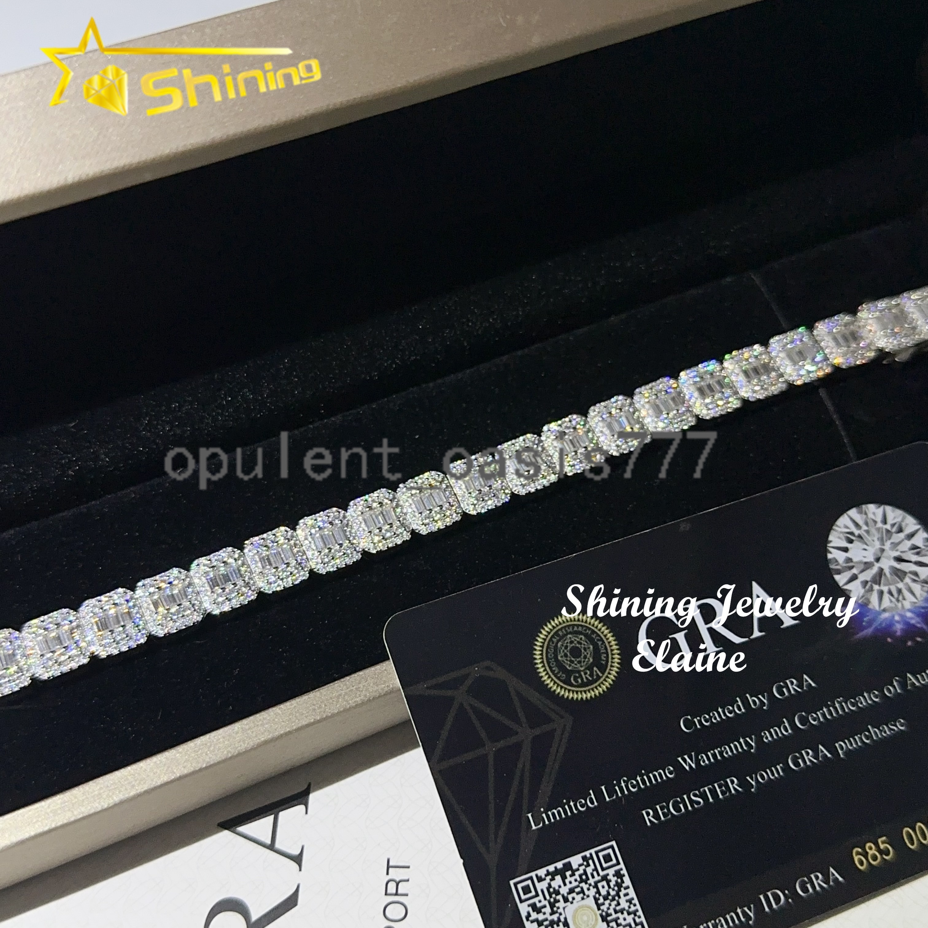 Sterling Silver 925 Iced Out Diamond Ready to Ship Bracelet Vvs Moissanite Hip Hop Jewelry Tennis Bracelet