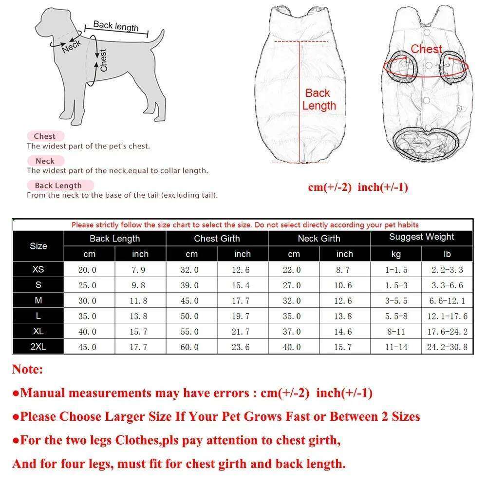 Dog Hiking Jackets Winter Pet Coat Clothes for Small Medium Dogs Cats Warm Reversible Puppy Costume with Leash Hole Chihuahua