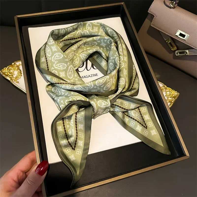 Women Silk Feeling Scarf Fashion Print Neckerchief Lady Hairbands Long Bag Handle Decoration Ties Foulard Head Band Z260330