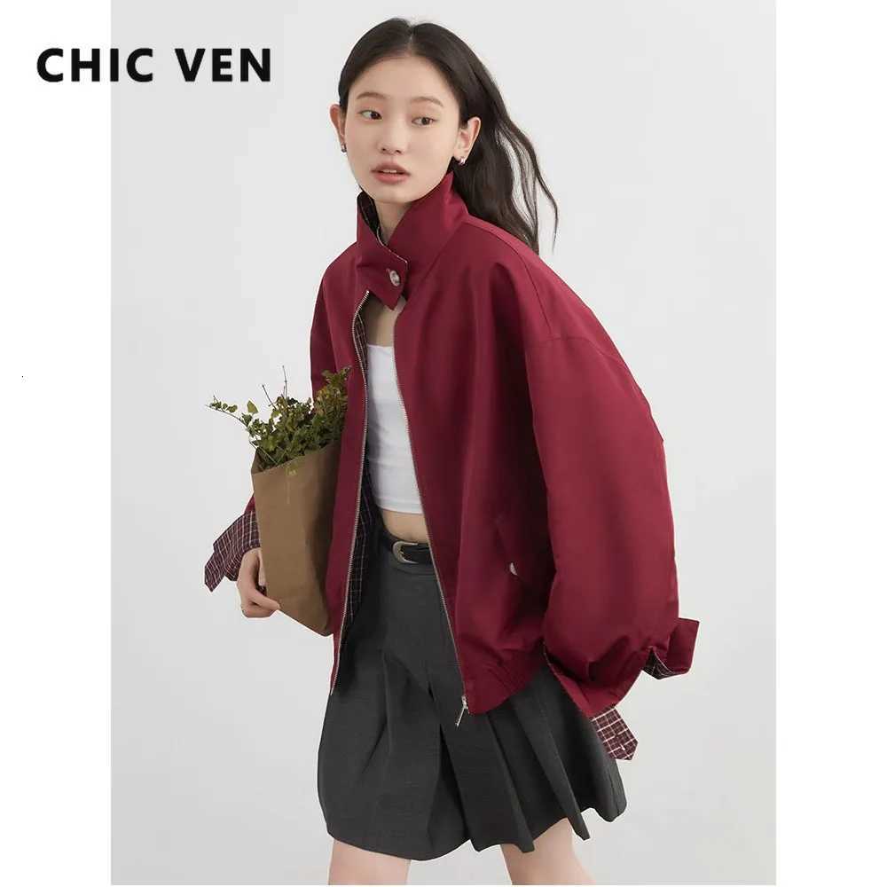 CHIC VEN Women Jackets Casual Reversible Stand Up Collar Workwear Female Coat Spring Autumn 2026 Woman OurterwearT260328