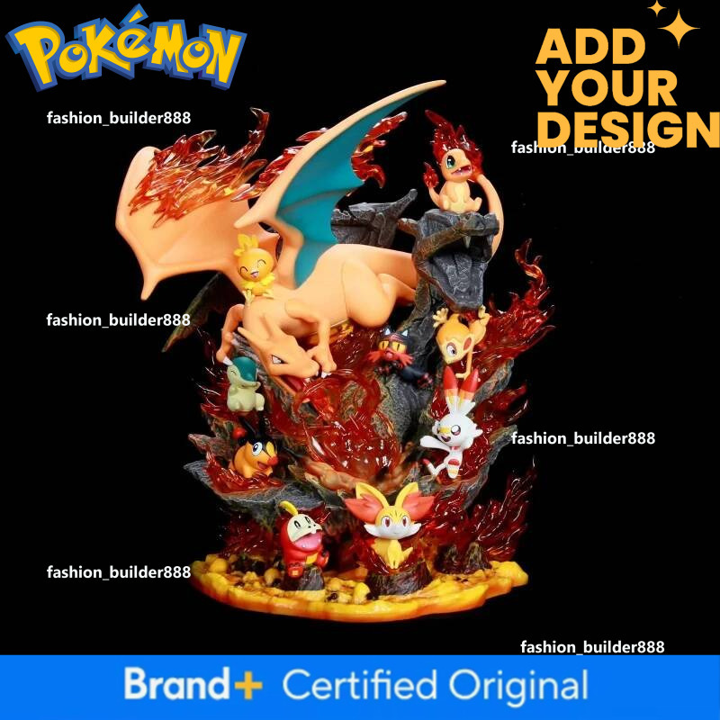 PokeMon Gk Figure Family Set Led Light Up Collectible Statue Charizard Blastoise Venusaur Desktop Decoration Gift For Anime Fans