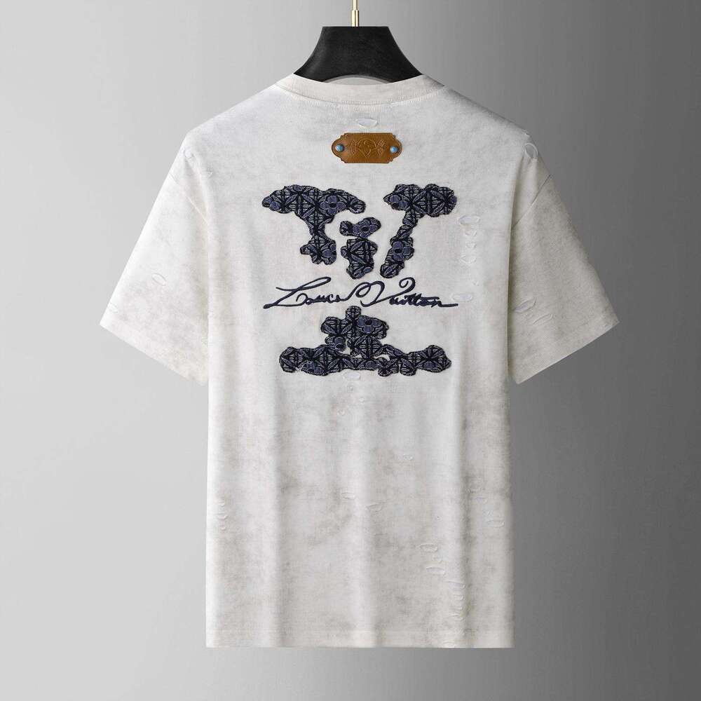 European high street fashion brand high-end embroidered short-sleeve T-shirt, luxury summer new style, loose casual T-shirt top