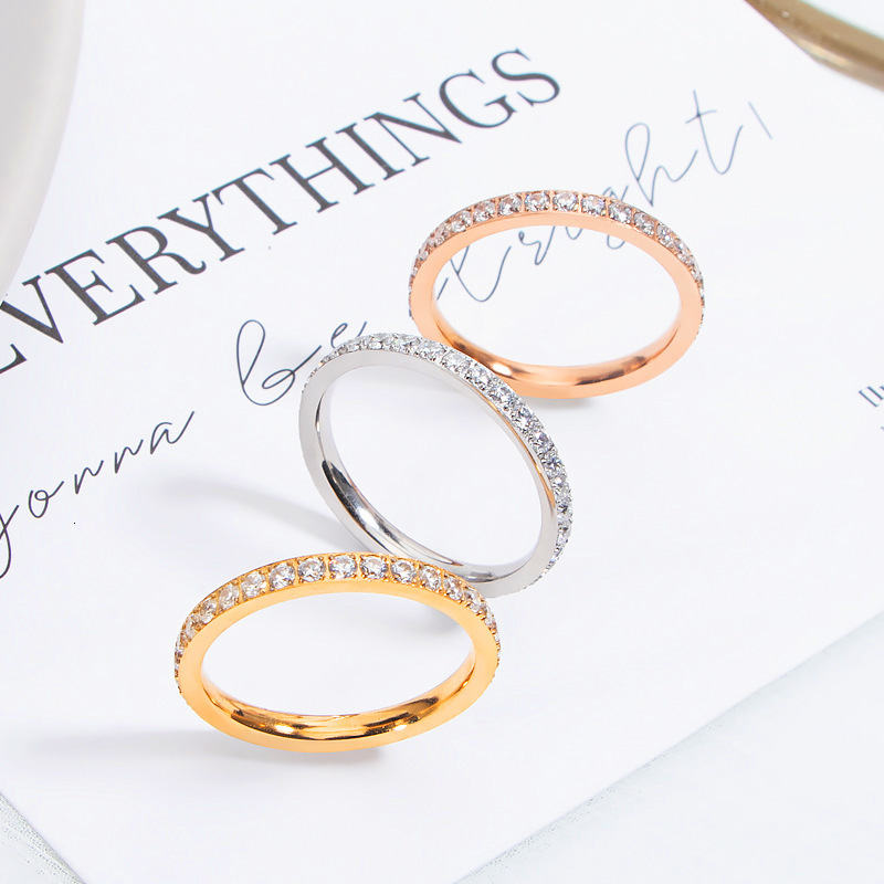 Ring Diamond Full Circle Titanium Steel Inlaid Zircon Ring Couple Starry Sky Ring For Women Jewelry Ring