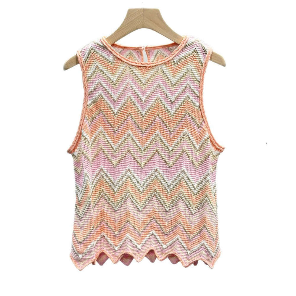 2026 autumn and winter French vacation style wave striped D17 sleeveless vest, round neck pullover sweater, knitted women's sweater