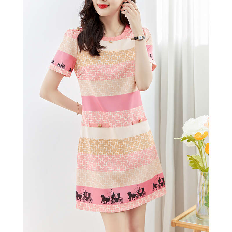 Summer Women's Elegant Age-Reducing Waist-Slimming A-Line Dress Slimming Design Qipao Hanfu Silk