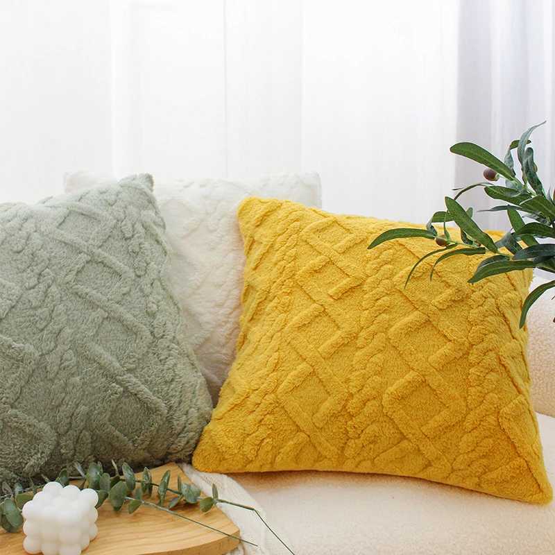 Plush Cushion Cover Geometric Pillow Cover for Living Room Sofa 45x45cm Decorative Pillow Home Decor Pillowcase H260330 - view 4