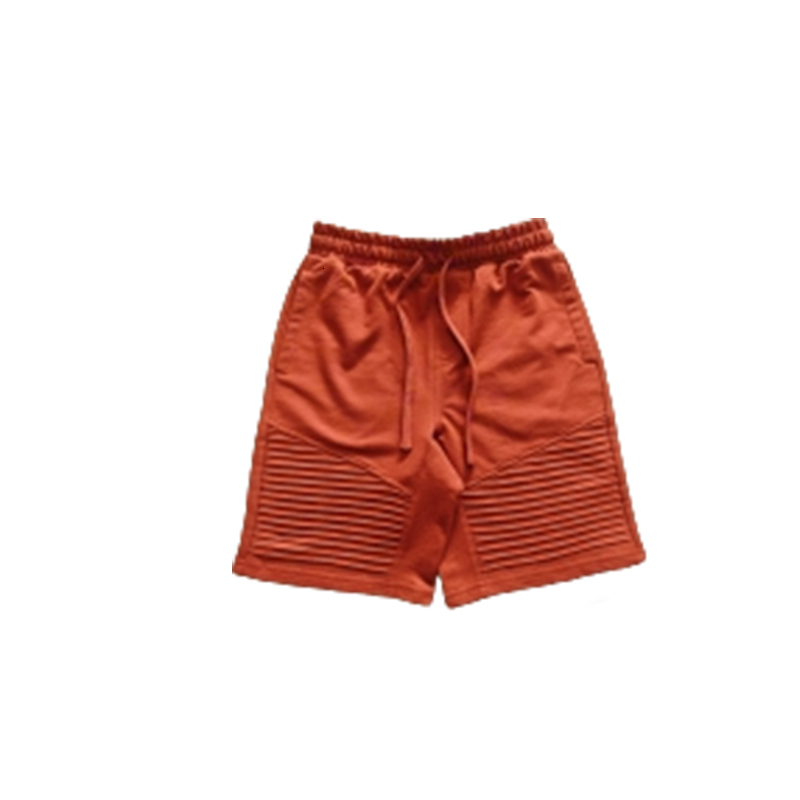 Kids Solid Orange Casual Shorts, Soft Elastic Waist Drawstring Summer Beach Shorts