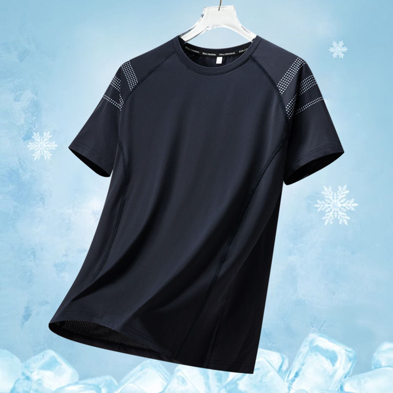 L-8XL Ice Silk Quick-Dry Short-Sleeve Men's T-Shirt, Loose Fit Half-Sleeve Shirt, Sports Fitness Wear, Plus Size T-Shirt for Men