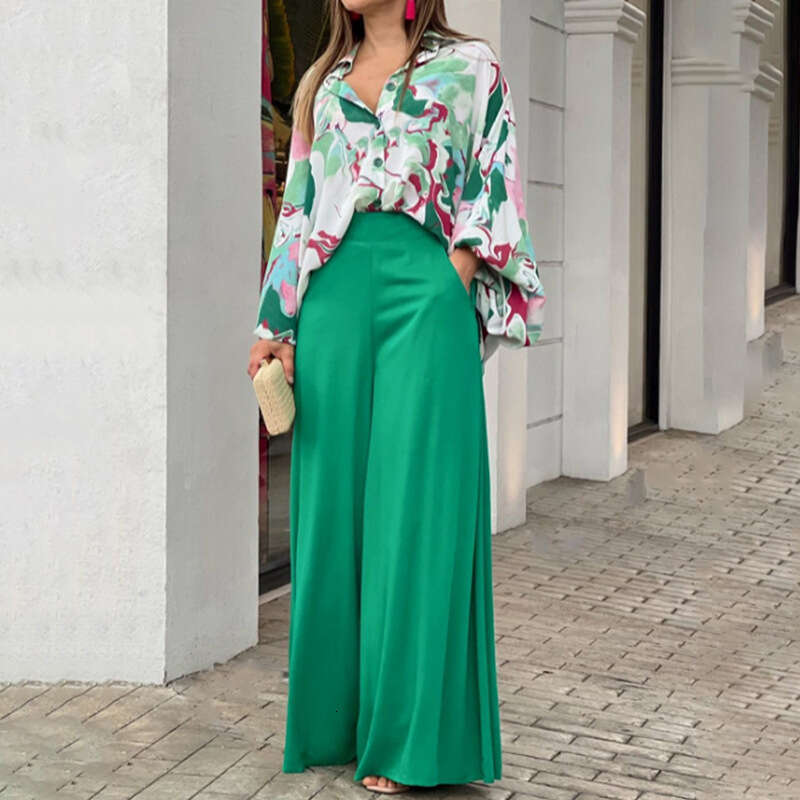 2026 Spring New Collection: Cross-Border European and American Foreign Trade Women's Clothing, Casual Commuting Bat-Sleeve Color-Block Printed Fa
