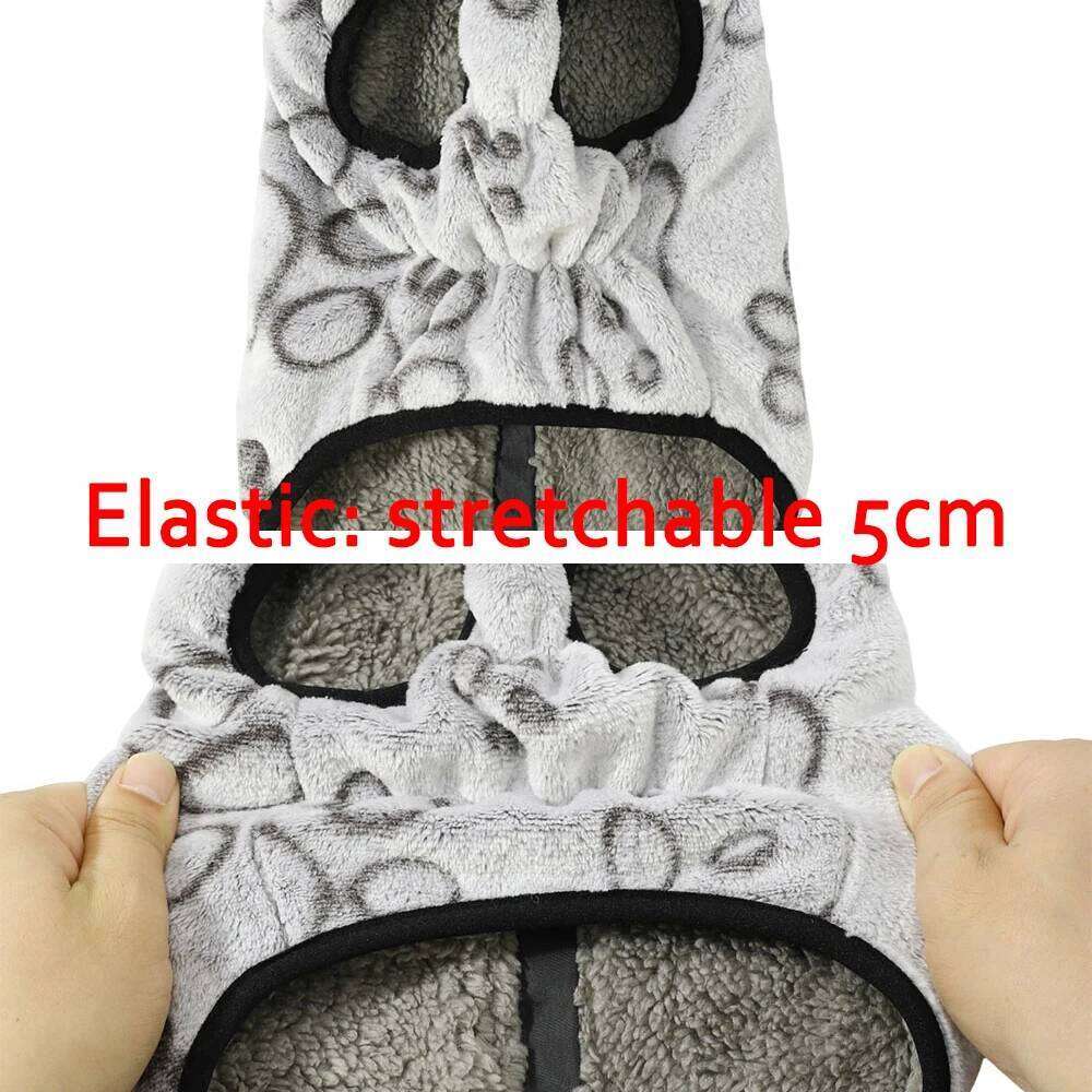 Flush Fleece Pet Dog Coat Winter Puppy Cat Footprint Reflective Clothes With D-ring For Small Dogs French Clothing
