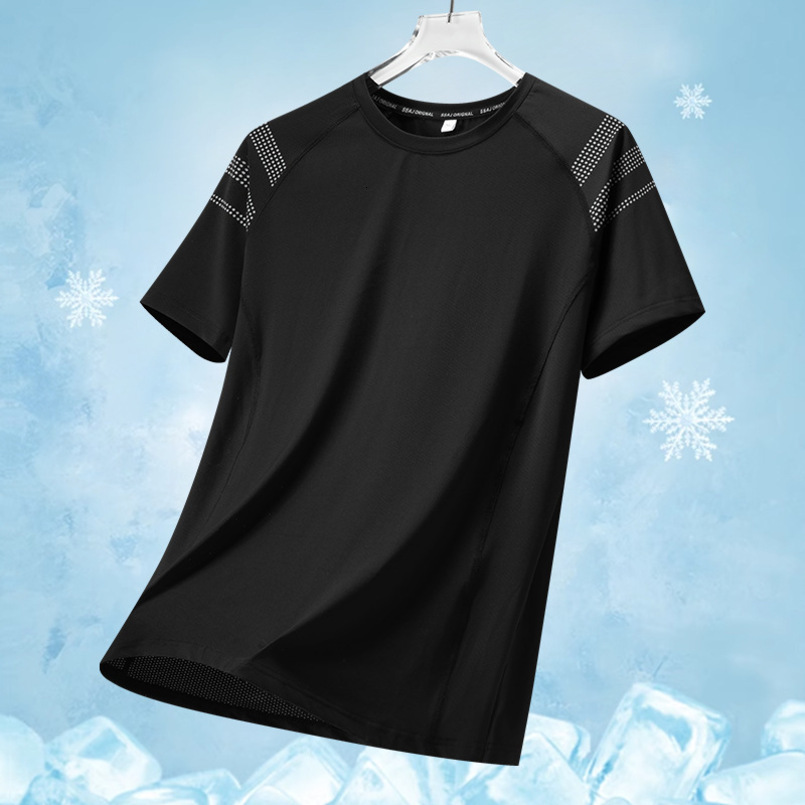 L-8XL Ice Silk Quick-Dry Short-Sleeve Men's T-Shirt, Loose Fit Half-Sleeve Shirt, Sports Fitness Wear, Plus Size T-Shirt for Men