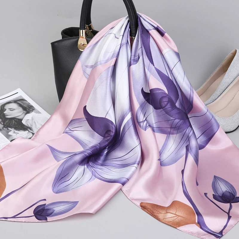 Fashion Kerchief Silk Satin Neck Scarf For Wen Print Hijab Scarfs Fem 9090cm Square Shawls and Wraps Scarves For Lady X260328
