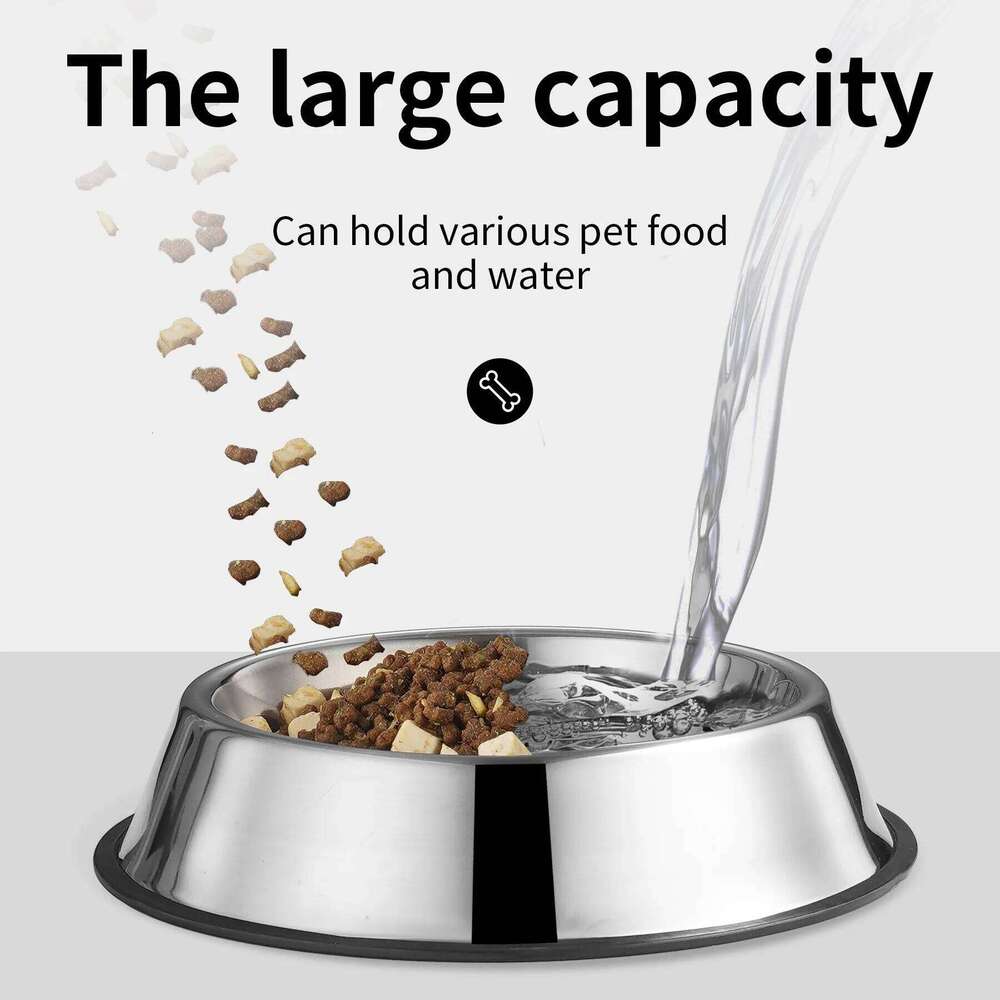 FGG Stainless Steel Storage Container Dog Food Water Bottle Pet Bowl Feeder Dish for Small Large Dogs Cats 26W0330