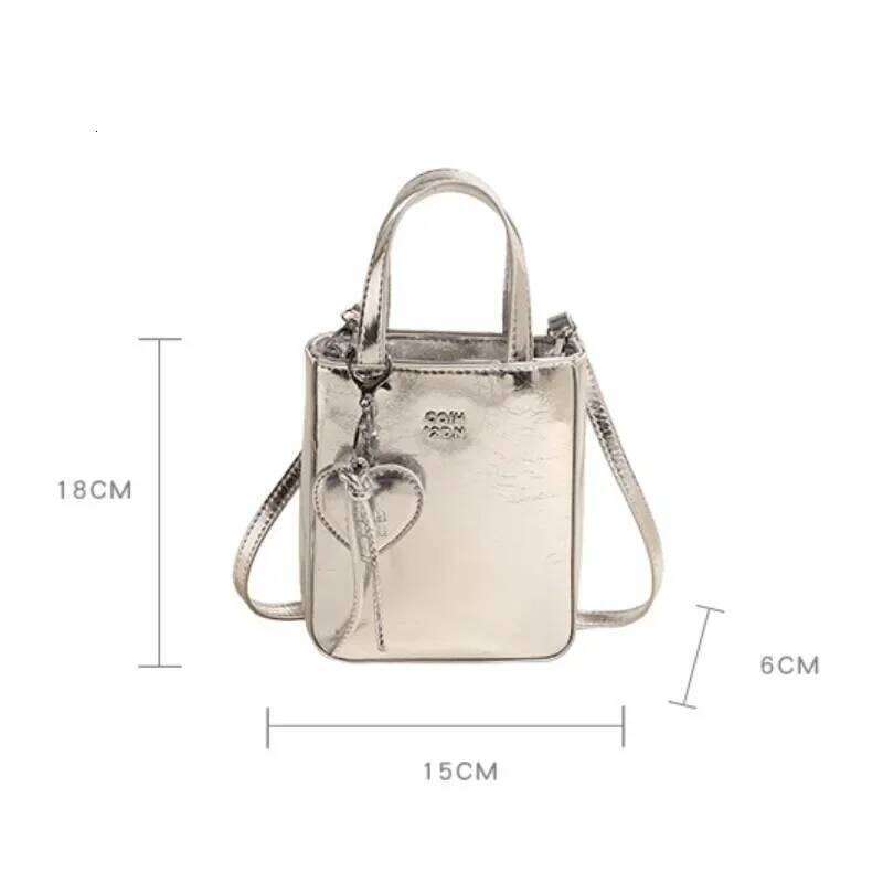 New Trend Korean PU Leather Shoulder Silver Mini Small Square Bag High Quality Purses Women Lady Crossbody Bags Handbag TIANOUDAISHU