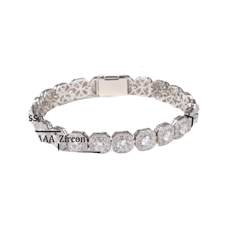 Hop Jewelry 9mm Hip Bracelet Square Ice Zircon Bracelet Unique Birthday Gift Design Luxury Bling Brass Jewelry For Men And Women