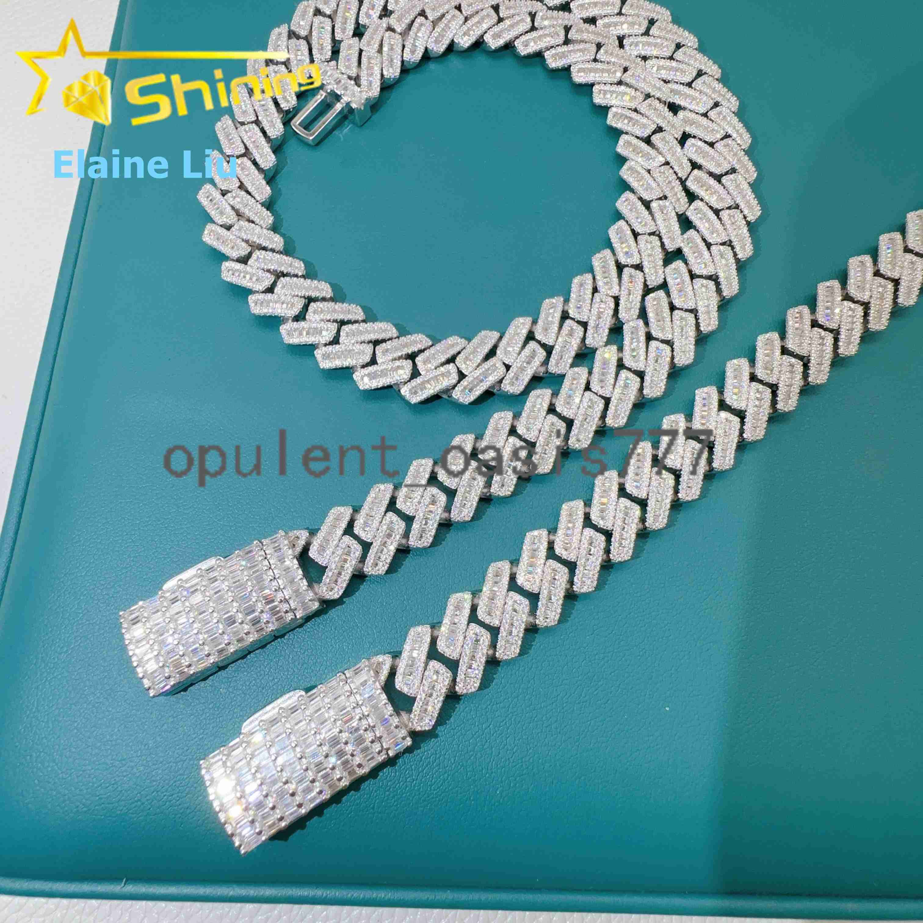 Iced Out 925 Sterling Silver GRA Certificate Hip Hop 15MM VVS Moissanite Diamond Fine Jewelry Miami Cuban Link Chain Necklace