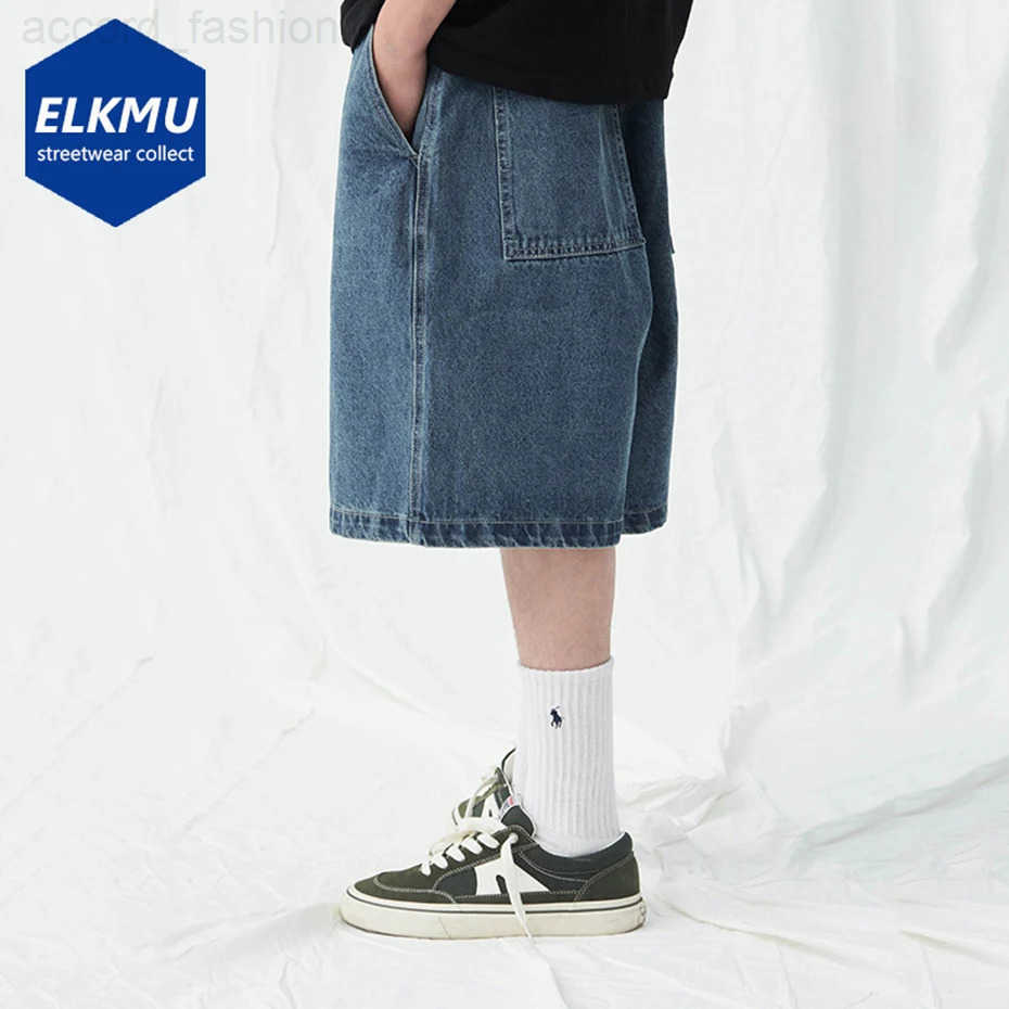 Denim Shorts Mens Summer Casual Loose Blue Jeans Shorts Baggy Harajuku Streetwear Hip Hop Short Pants H260330