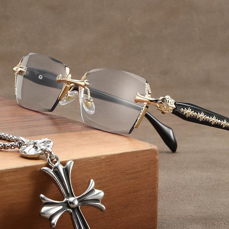 Luxury Brand Designer Sunglasses Minimalist Fashion Internet Celebrity Frameless Edge-cut Reading Glasses For Men And Women Trendy Versatile High-defi