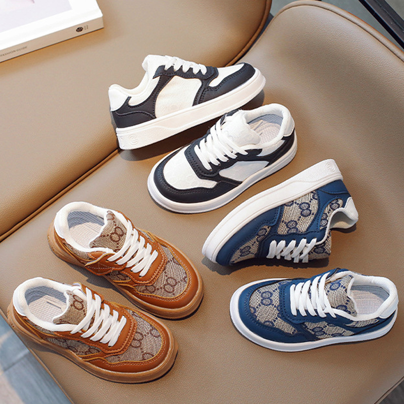 Kid Shoes Trainer Toddler Sneaker Youth Toddler Shoes White Black Brown Dark Blue Girls Athletic Outdoor Infants Kids Shoes kids Size US9C-US3Y L02120
